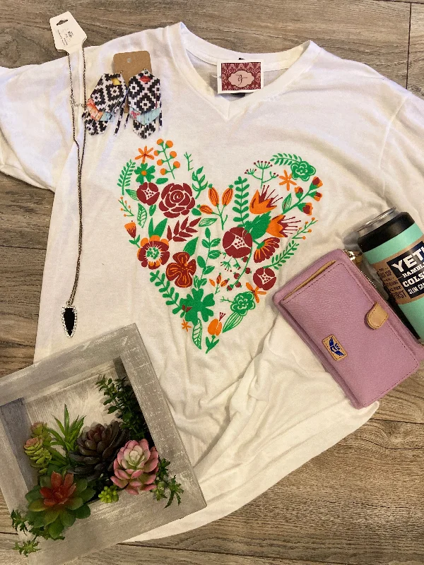 Make Your Weekend Count with Savings Floral Heart Tee