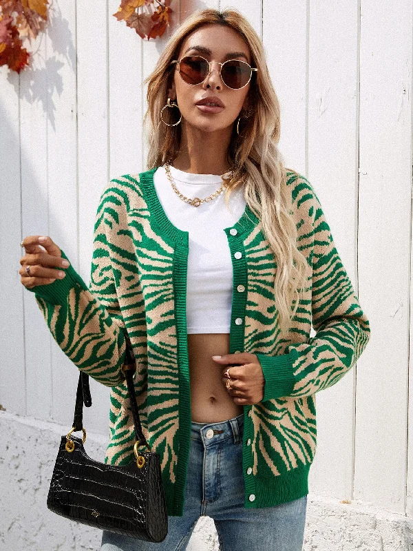 Weekend Discounts to Snag Zebra Print Button Down Cardigan