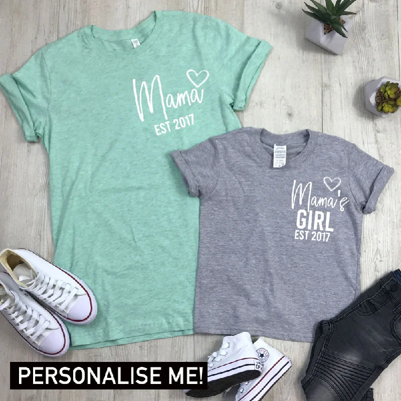 Time-Limited Offer Personalised Mama & Girl Established Mum & Kid Matching Tees (MRK X)