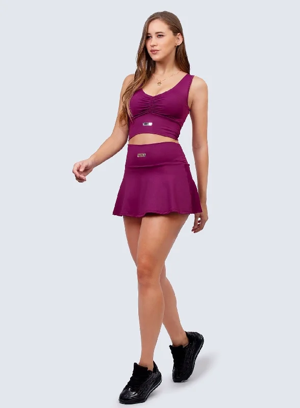Weekend Discounts to Enjoy TOP SCRUNCH FRONT-DARK PURPLE