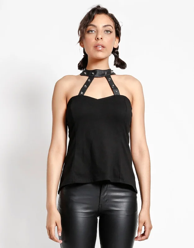 Reduced Prices STUDDED HALTER TOP