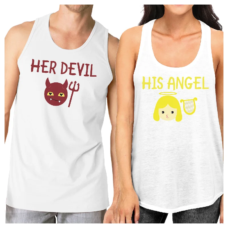 Price Blitz Her Devil His Angel Matching Couple White Tank Tops