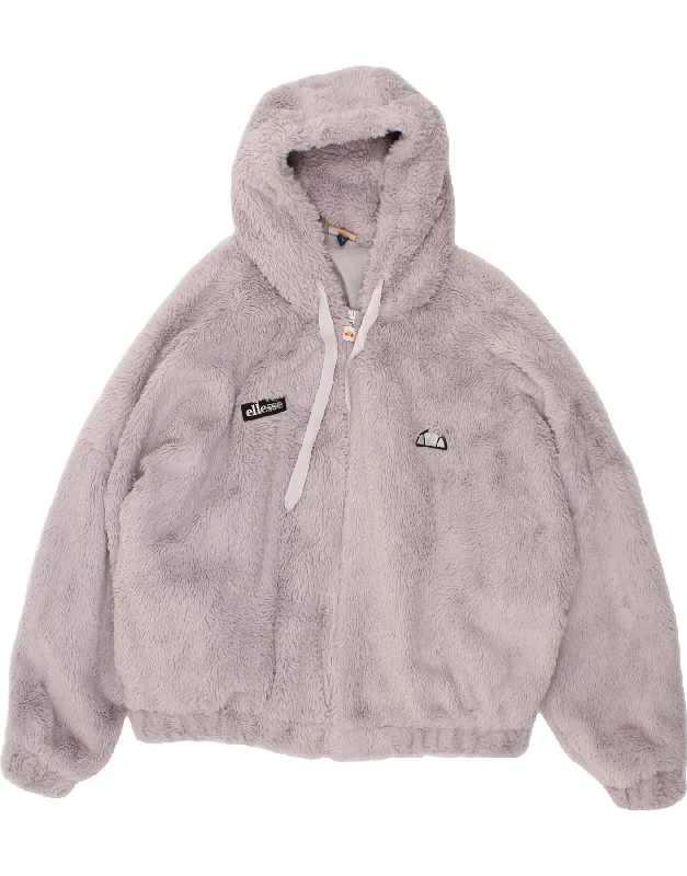 Crazy Deals ELLESSE Womens Oversized Hooded Fleece Jacket UK 14 Medium Purple