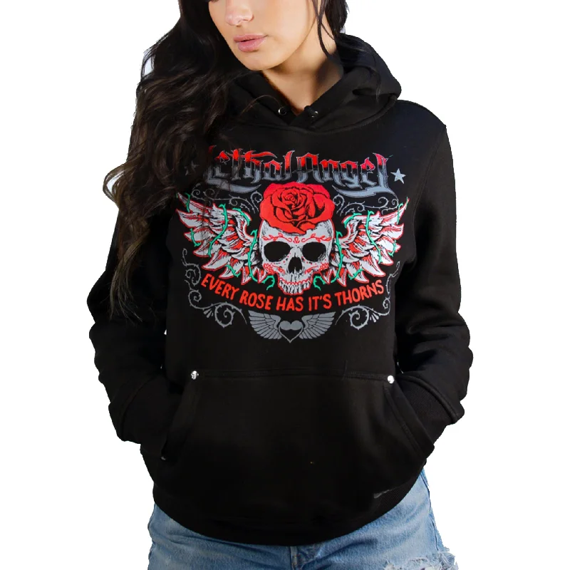Deal of the Day Skulls and Thorns Pullover Women's Hoodie