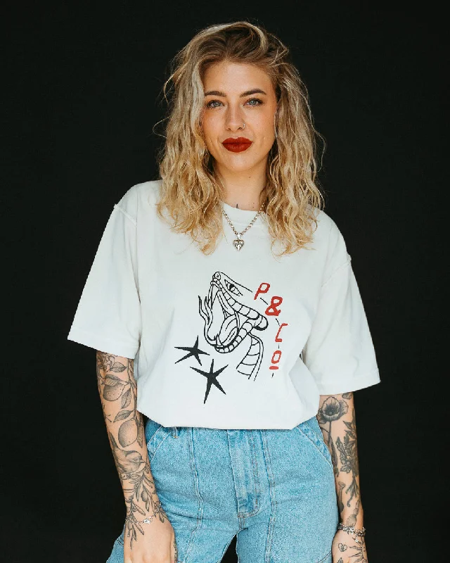 Sale Alert Snake Bite Boxy T-Shirt - Bone
