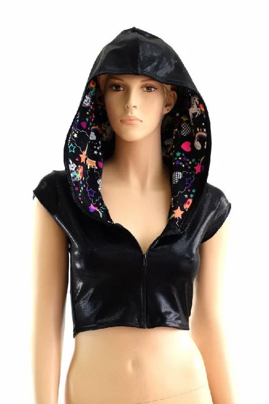 Quick Sale Unicorns & Rainbows Zipper Crop Hoodie