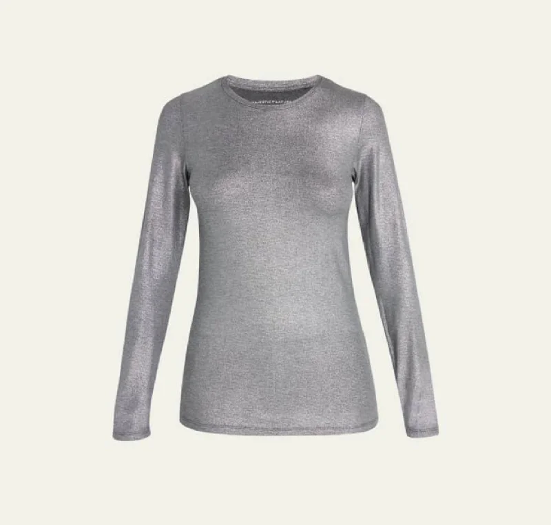 Online Specials Soft Touch Metallic Crew Neck in Anthracite