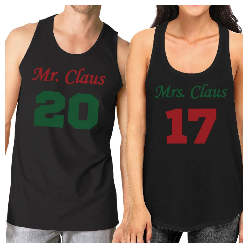 Members Only Mr. And Mrs. Claus Matching Couple Black Tank Tops