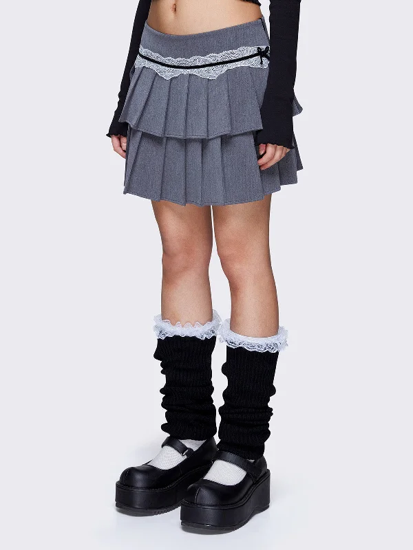 Shop and Save Elodie Grey Pleated Mini Skirt