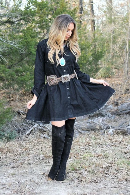 Weekend Deals That Sparkle Black Denim Dress