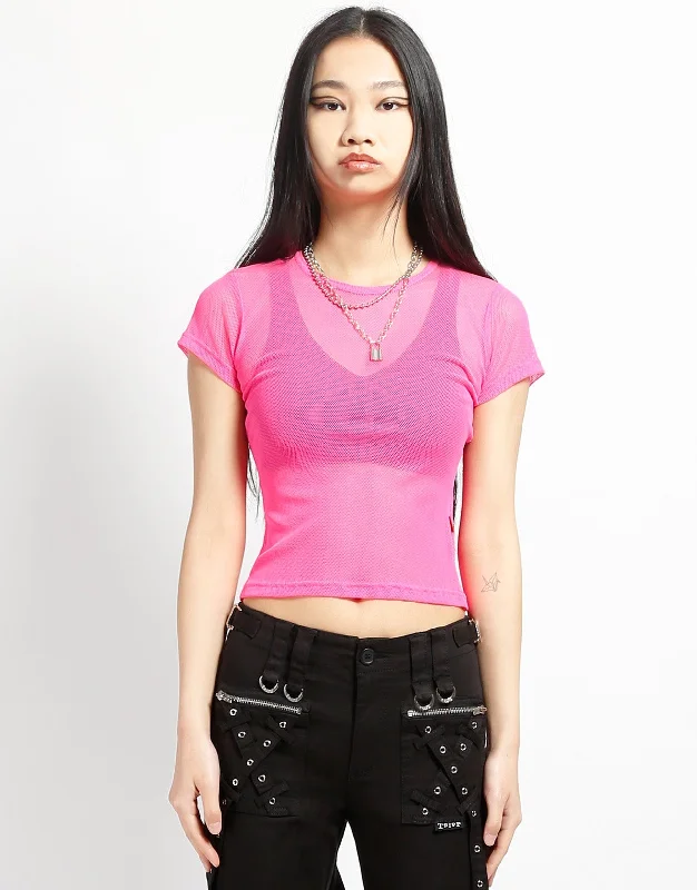 Price Drop BABY TEE FISHNET PINK