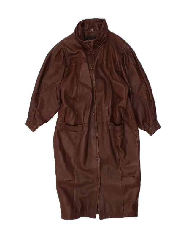 Price Rollback VINTAGE Womens Leather Coat UK 10 Small Brown Leather
