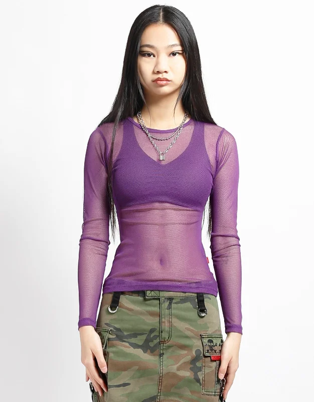 Seasonal Sale LADIES LONG SLEEVE FISHNET PURPLE