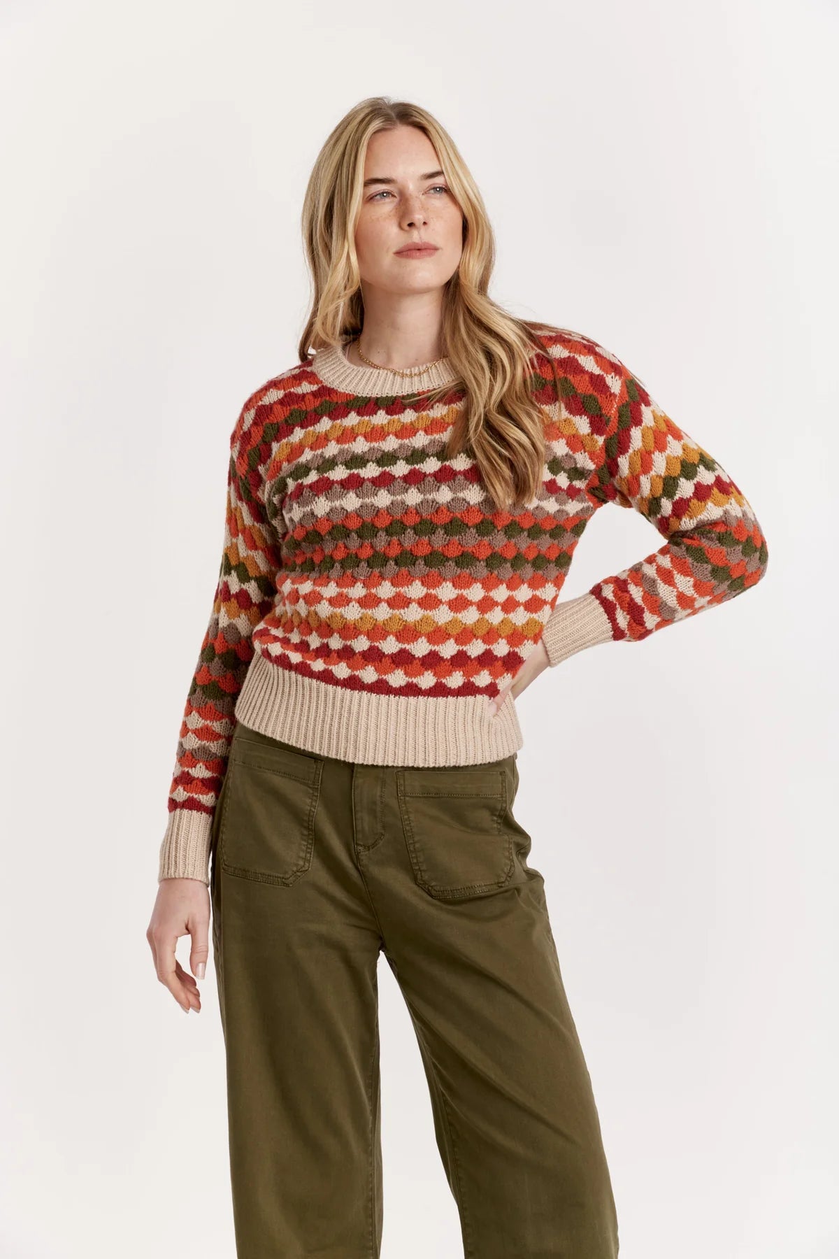 Midnight Sale Fabienne Round Neck Multi Color Sweater