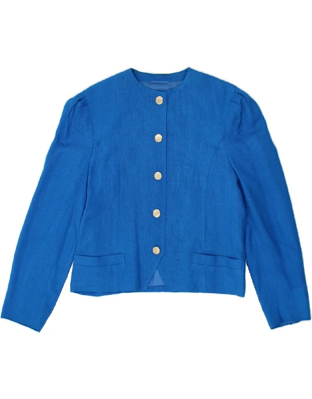 Super Discount VINTAGE Womens 5 Button Blazer Jacket UK 14 Medium Blue