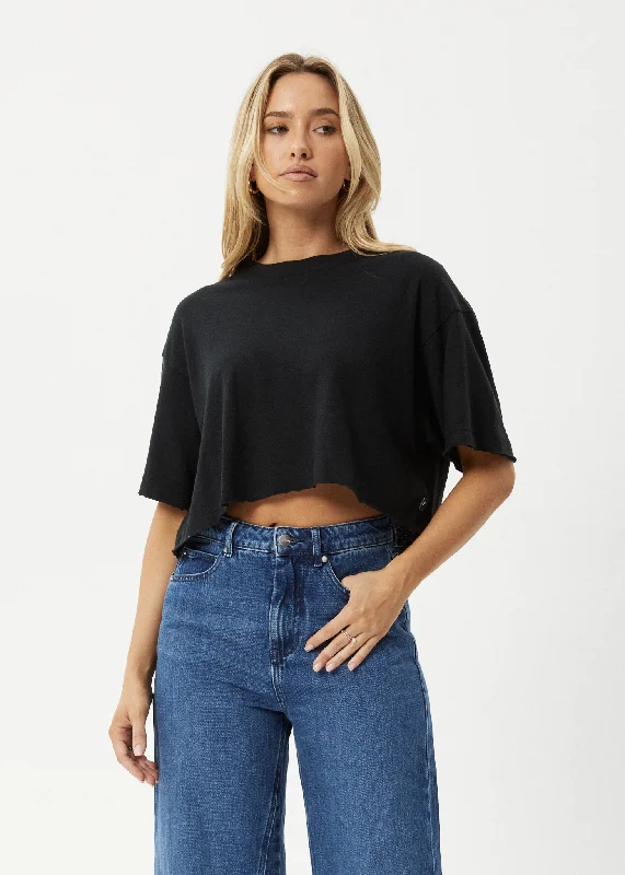 Take Advantage AFENDS Womens Slay Cropped - Oversized Tee - Black