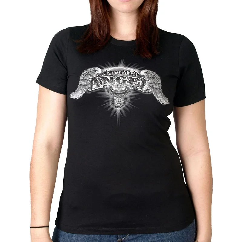 Weekend Deals That Thrill Hot Leathers GLD1040 Women's Asphalt Angel Double Sided Print Full Cut Black T-Shirt
