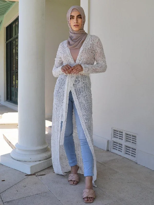 Weekend Bargains to Snag White Lace Tie Waist Cardigan