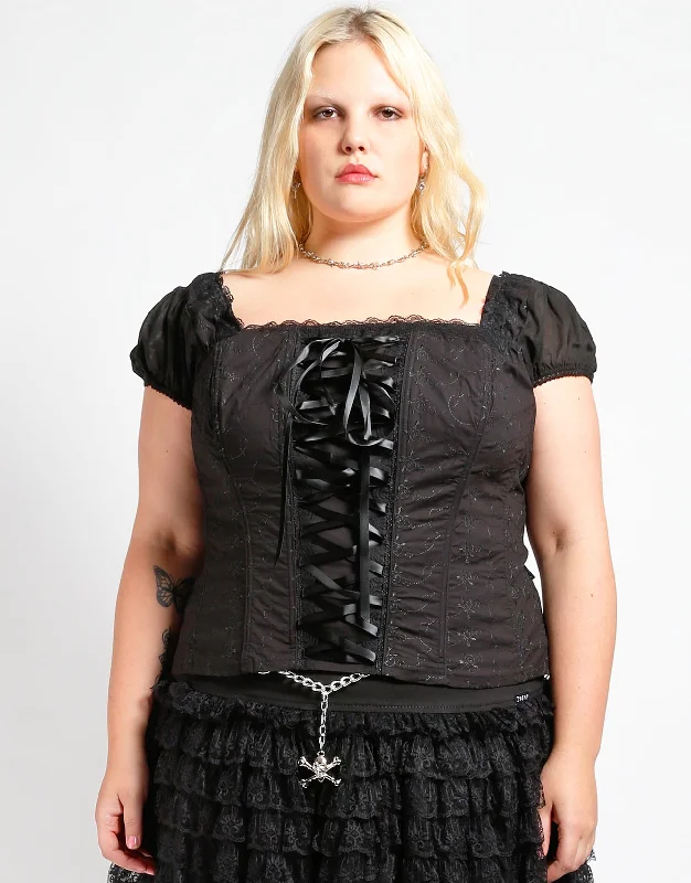 Buy Now CURVE CAP SLEEVE SKULL EMBROIDERY CORSET