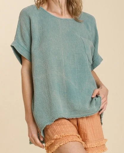 Weekend Deals You Can't Resist Teal Dolman Sleeve Blouse (Small)