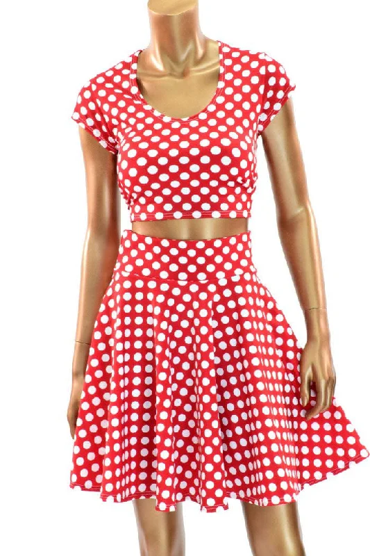 Super Sale Polka Dot Minnie Skater Skirt & Crop