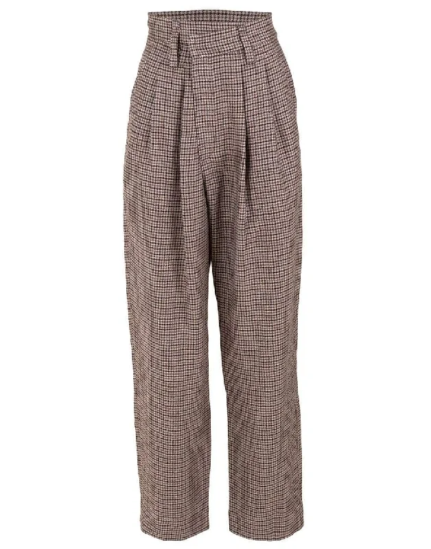 Lowest Rates Fango Houndstooth Asymmetrical Closure Pleated Cuffed Pant