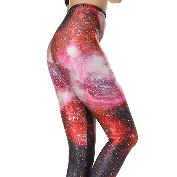 Don't Miss Out Red Galaxy Leggings