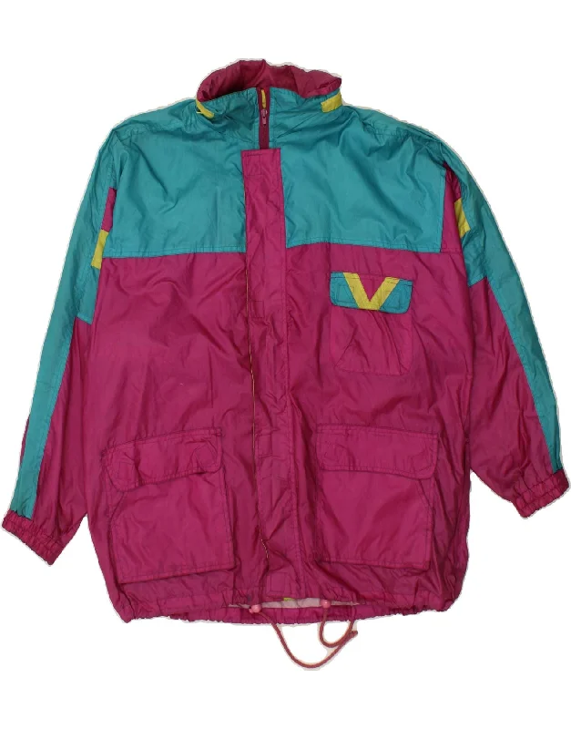 Discount Days EXPLORER Womens Rain Jacket UK 16 Large Pink Colourblock Nylon