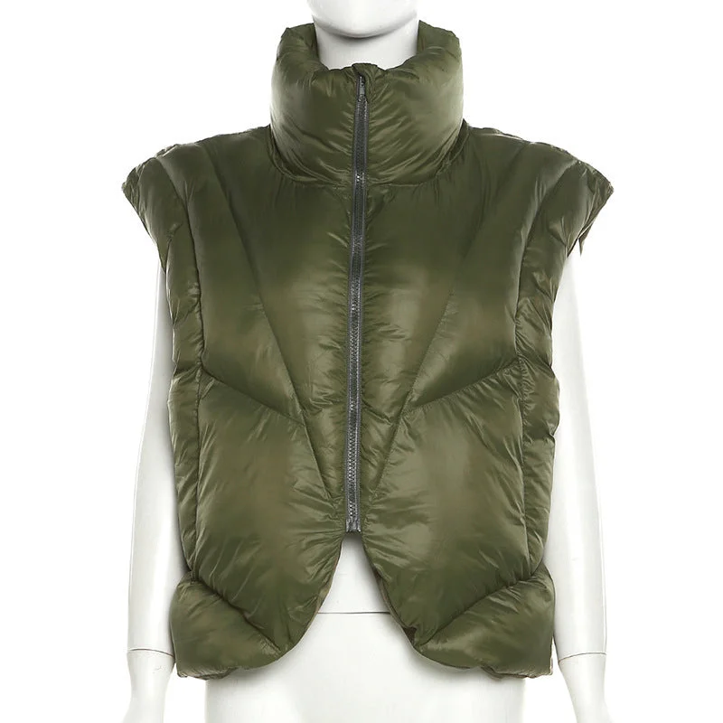 Daily Specials Fashion Stand Collar Solid Color Thickened Short Vest Cotton Coat