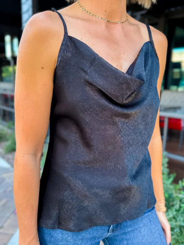 Markdowns Silky Black Cowl Camisole