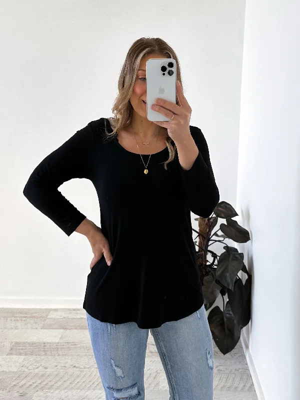 Hot Deal Lynette Long Sleeve Top - Black