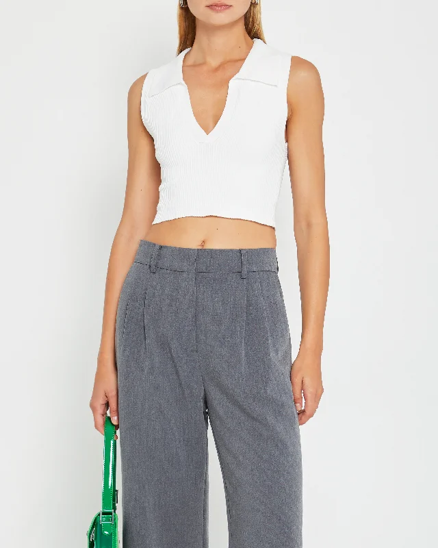 Discount Days Sculpting Knit Cropped Polo Top