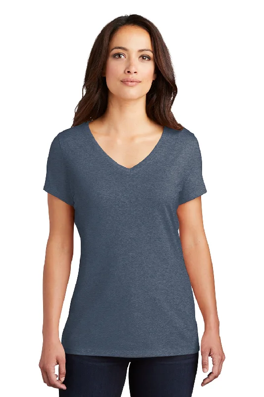 Blowout Deals District Womens Perfect Tri Short Sleeve V-Neck T-Shirt - Navy Blue Frost