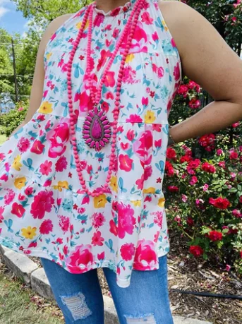 Early Access Fuchsia Floral Tank Top