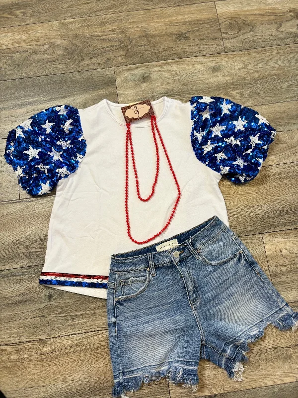 Blowout Deals Patriotic Sequin Top
