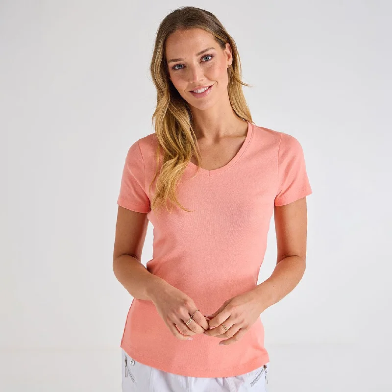 Overstock Sale Ladies Desert Flower V Neck T-Shirt