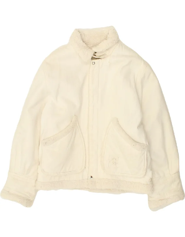 Can't Resist VINTAGE Womens Sherpa Jacket UK 18 XL White Cotton