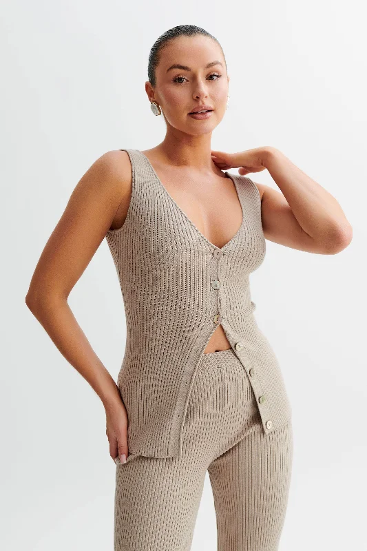Flash Sale Calypso Knit Longline Vest - Tawny Grey