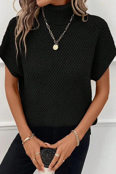 Super Bargain Turtleneck Short Sleeve Sweater