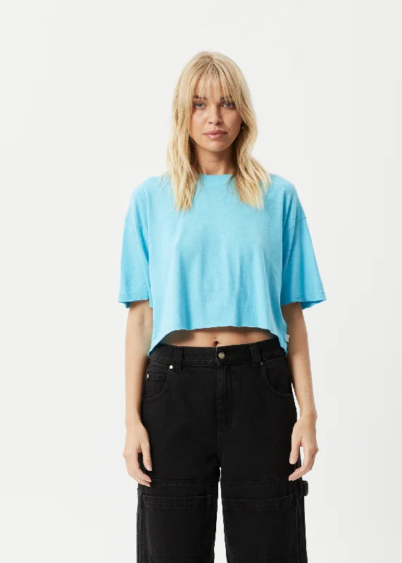 Epic Deals AFENDS Womens Slay Cropped - Oversized Tee - Vivid Blue