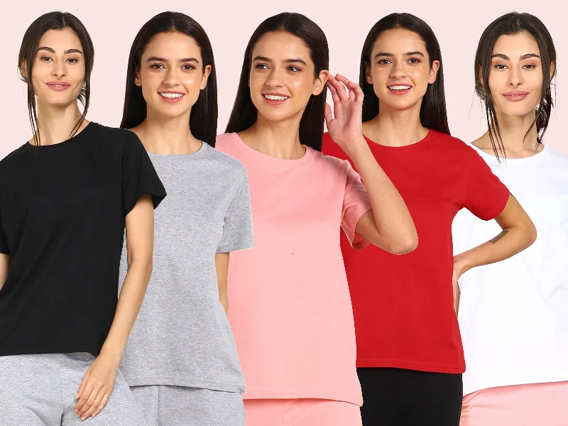 Must-Have Deals Young Trendz Womens Regular Fit Combo Solid Tshirt