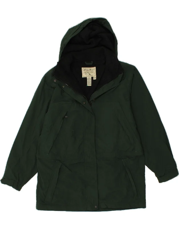 Huge Discounts EDDIE BAUER Womens Hooded Windbreaker Jacket UK 14 Medium Green Polyester