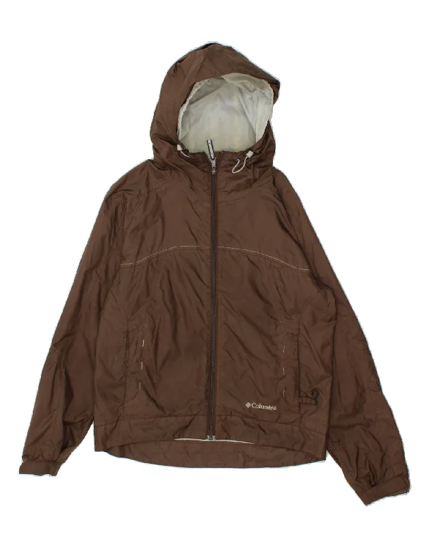 Act Now COLUMBIA Womens Hooded Rain Jacket UK 14 Medium Brown Nylon