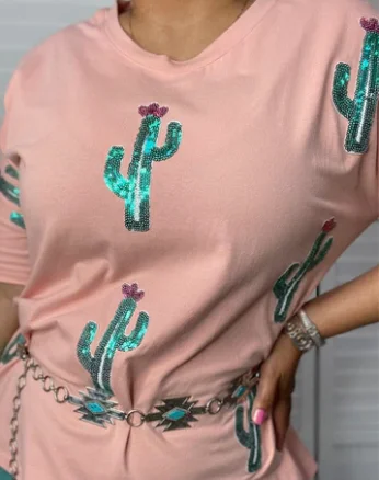 Can't Miss Sequin Cactus Top