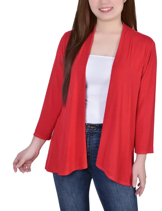 Today Only Petite Solid 3/4 Sleeve Cardigan