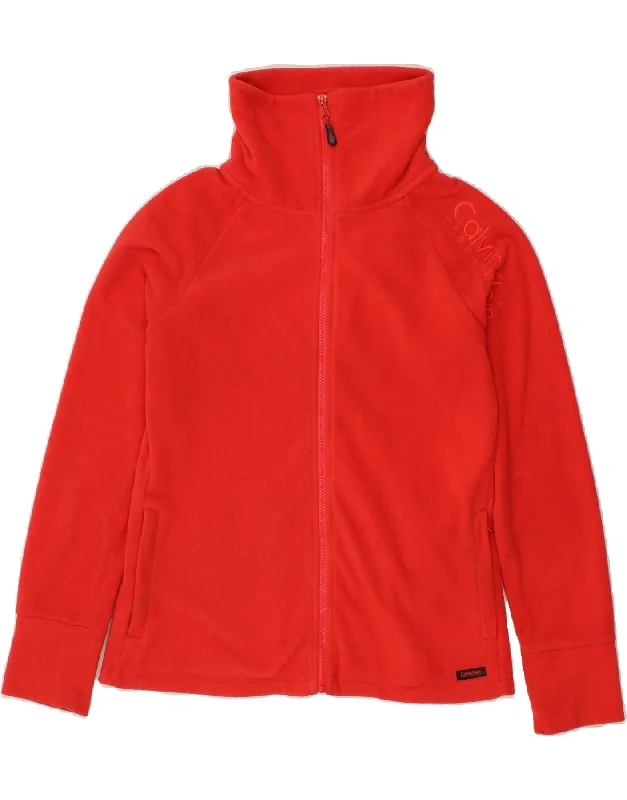 Fantastic Savings CALVIN KLEIN Womens Graphic Fleece Jacket UK 12 Medium Red Polyester