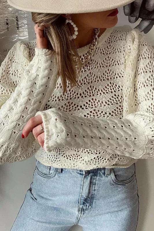 Weekend Price Cuts Galore Fashion Casual Solid Hollowed Out O Neck Tops