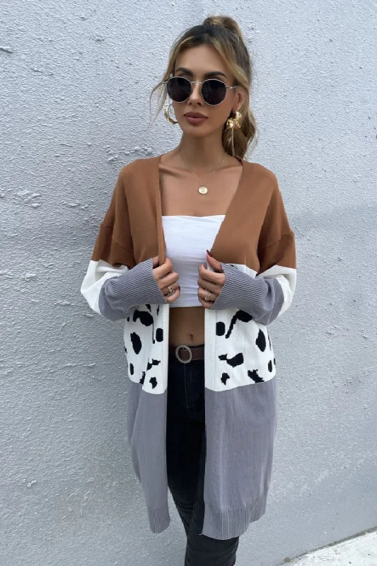 Grand Opening Sale Leopard Color Block Cardigan