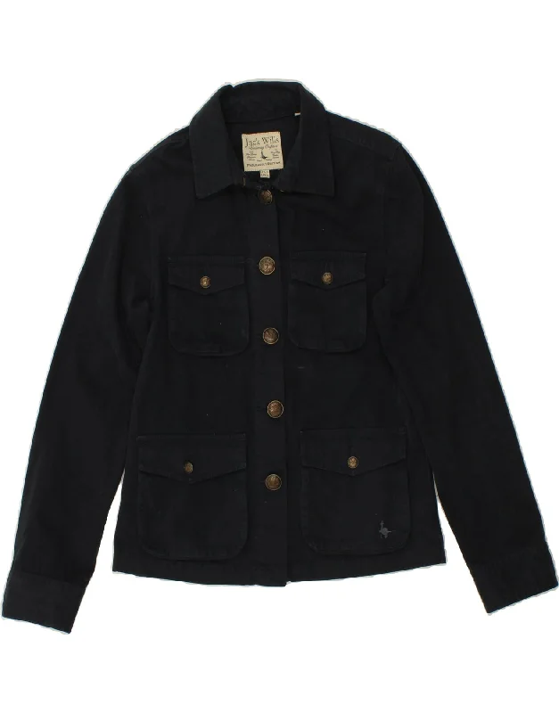 Bargain Prices JACK WILLS Womens Utility Jacket UK 10 Small Navy Blue Cotton