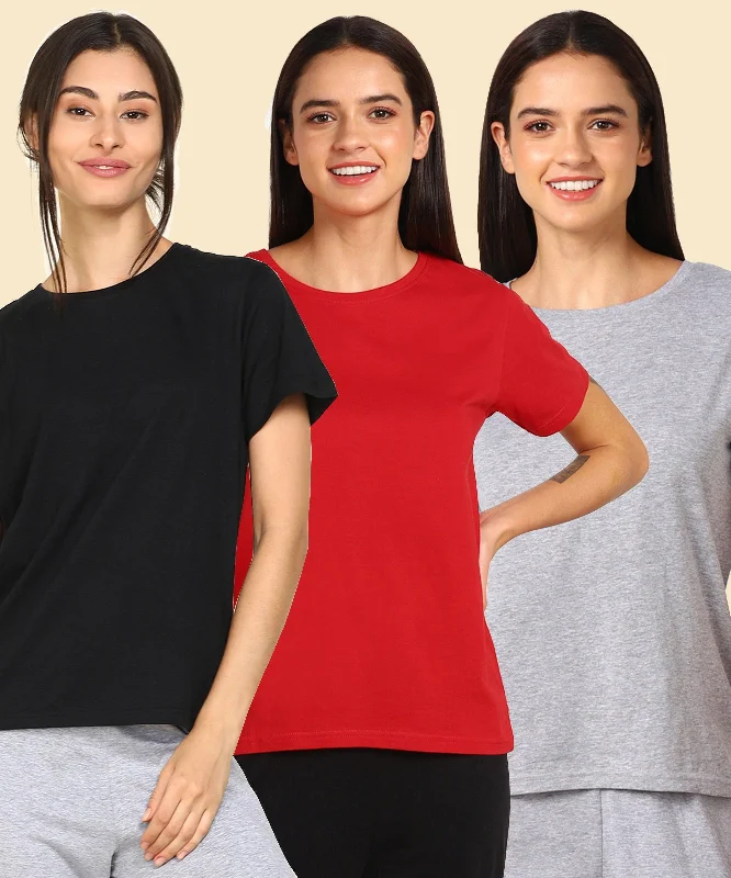 Time-Sensitive Young Trendz Womens Regular Fit Combo Solid Tshirt